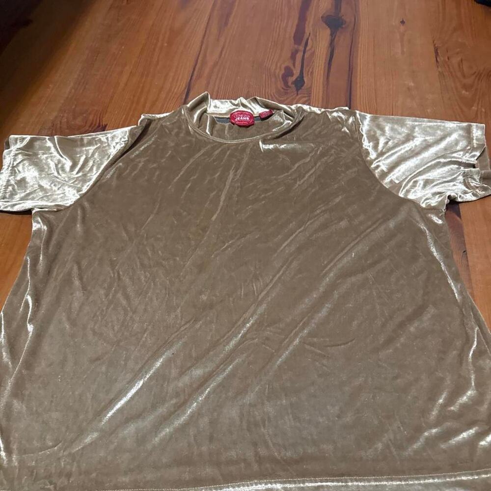 Vintage Y2K Venezia Jeans Gold Velvet Top Plus Size 26/28